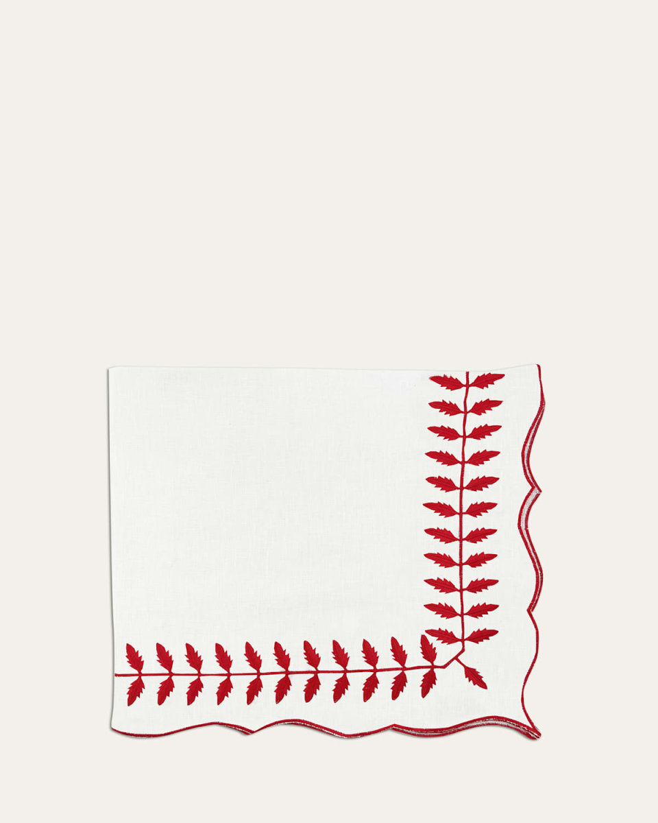 Vine Leaf Embroidered Linen Napkin